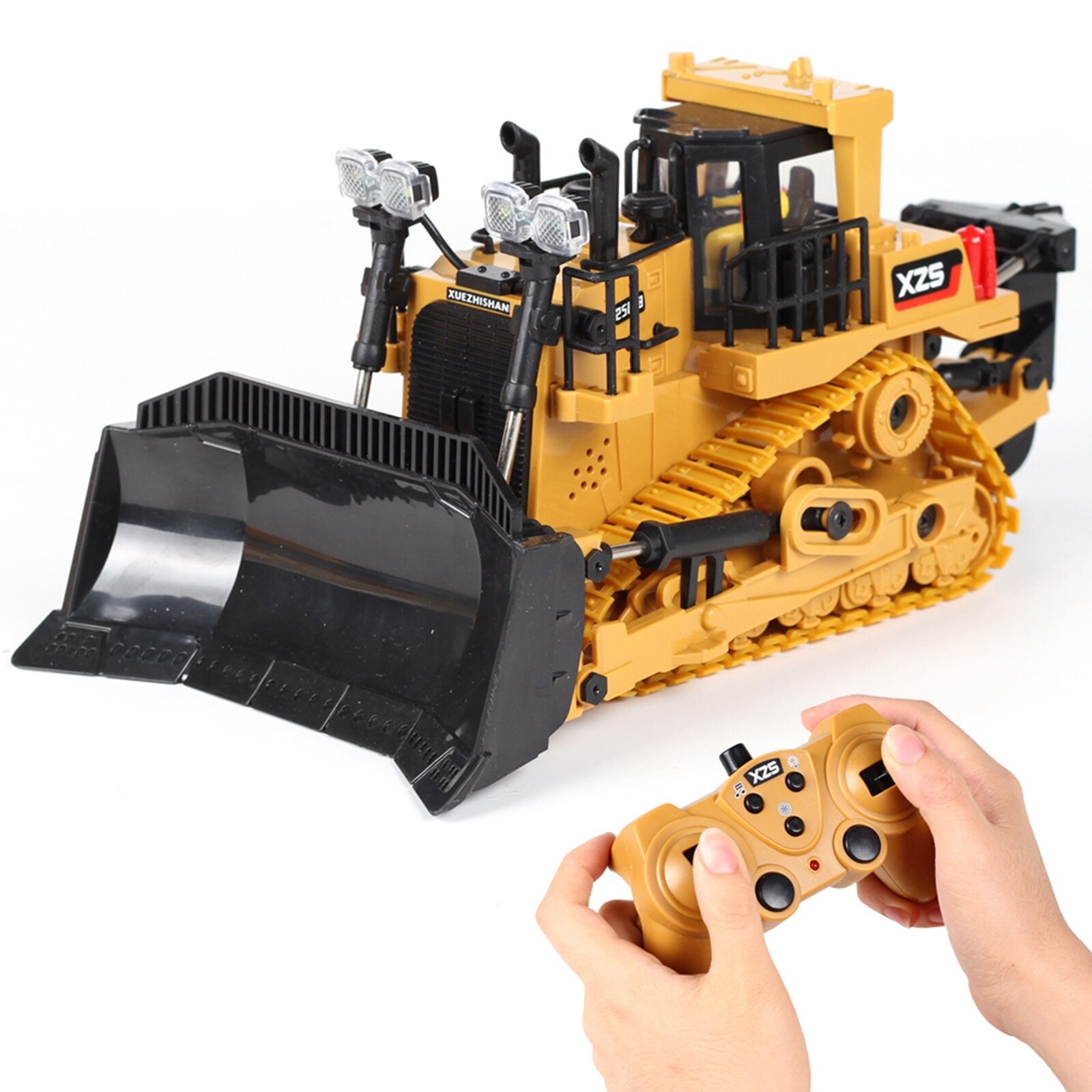2,4G 9CH Radio Control Bulldozer Licht & Sound Engineering Auto Fahrzeug Lkw: 3 Batteries Plastic