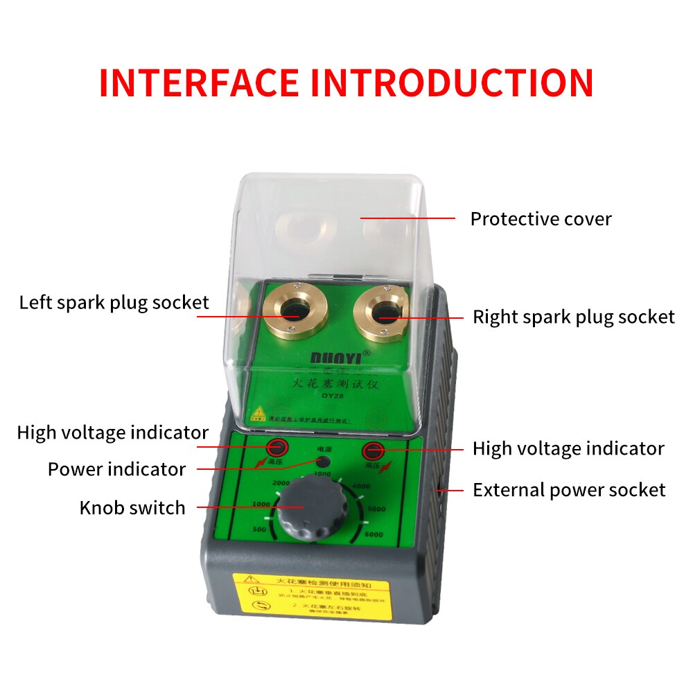 DUOYI DY28 Dual Hole Car Spark Plug TesterLgnition Plug Analyzer Tools For 12V Gasoline Vehicles Petrol Car Ignition Testers