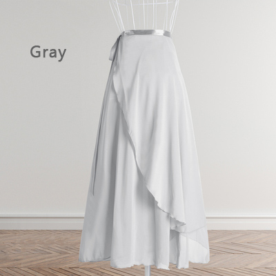 Dans nederdel kvinder lange chiffon ballet nederdele voksen balsal dans nederdel sort burgunder ballet kostume talje slips kjole: Grå