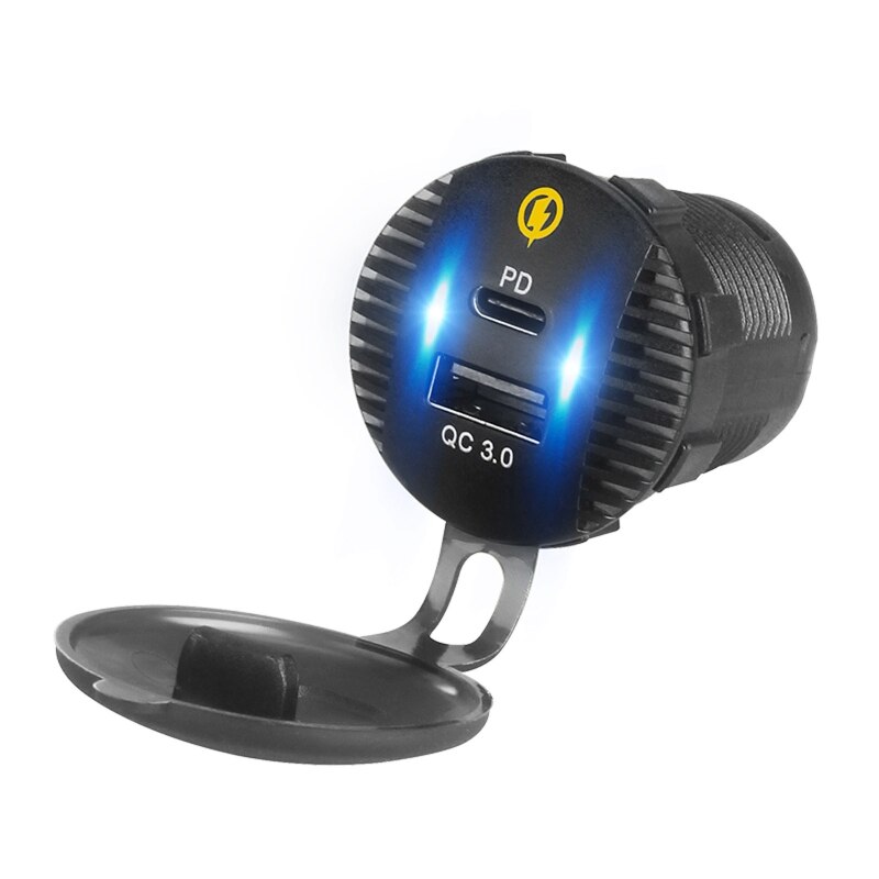 Adaptador de cargador rápido para coche, dispositivo resistente al agua, 12V, 24V, QC3.0, USB, 18W, tipo C, PD, para SUV, coche, barco, camión, tableta marina, teléfono móvil, GPS