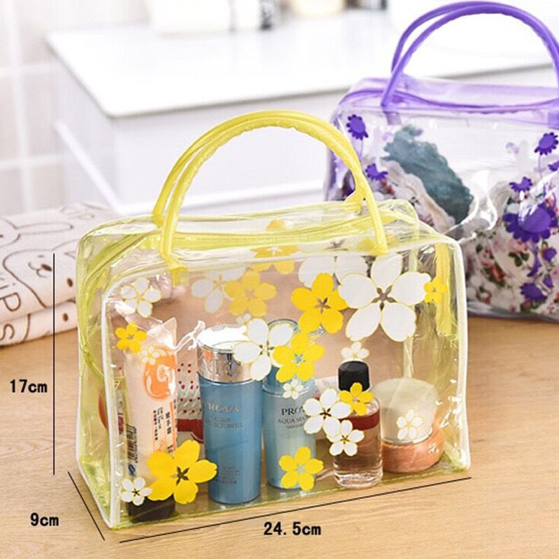 Bolsas organizadoras de plástico transparente para cosméticos, neceser de viaje informal para maquillaje, impermeable, artículos de aseo personal, almacenamiento de baño