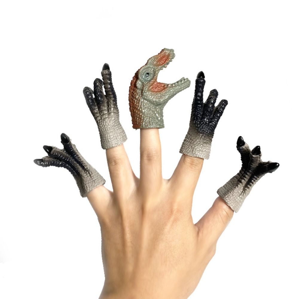 5 Pezzi Giocattoli marionetta da Dito a Forma di Dinosauro Cartone Animato, marionetta da Mano con Testa di Dinosauro in Gomma, mini marionetta Divertenti