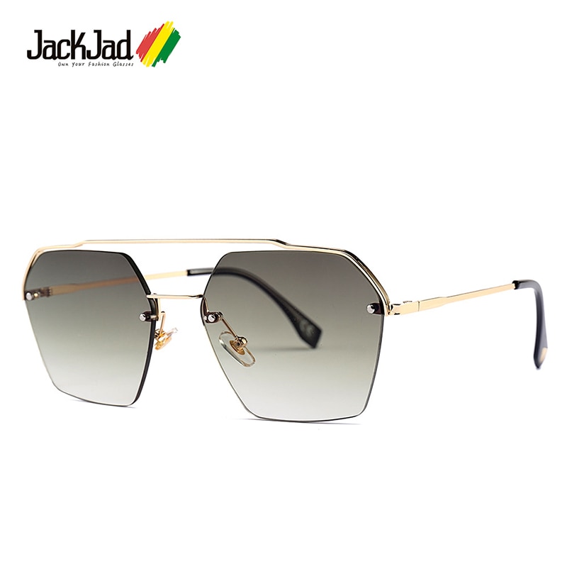JackJad gafas De Sol De Semi-Rimless Hexago estilo remaches mujeres degradada gafas De Sol 25034