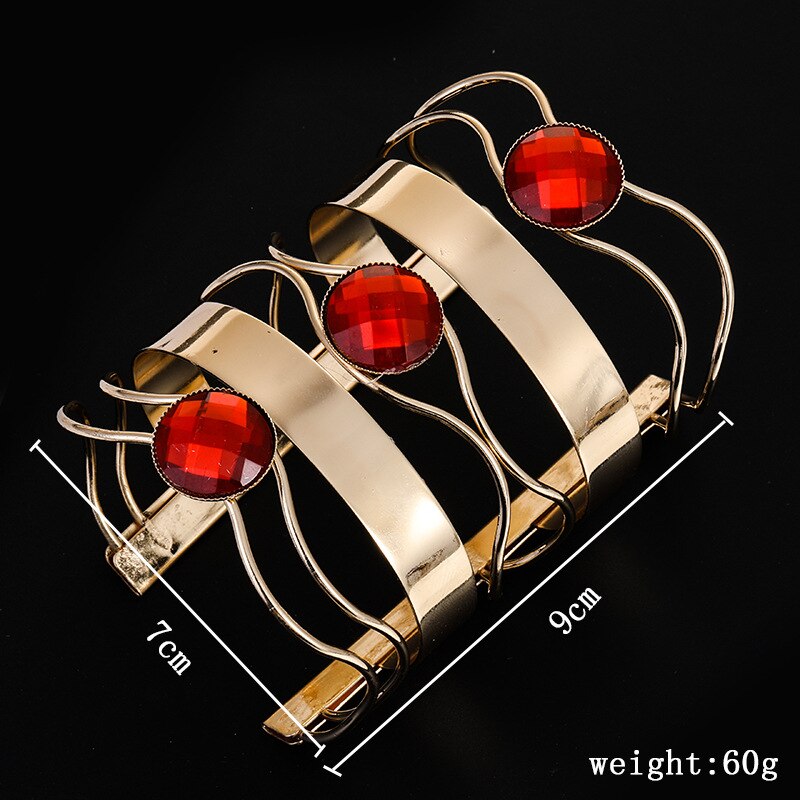 FLDZ Bangle For Women Trendy Hollowed Bracelet Metal Flower Pattern Crystal Decoration Bangles Jewelry Accessories: A7 Red