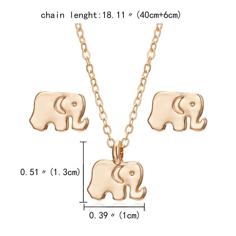 RINHOO Gold Color Jewelry Sets For Women Butterfly Owl Elephant Bird Animal Necklace Earrings Set Jewelry Set Wedding Jewelry: elephant