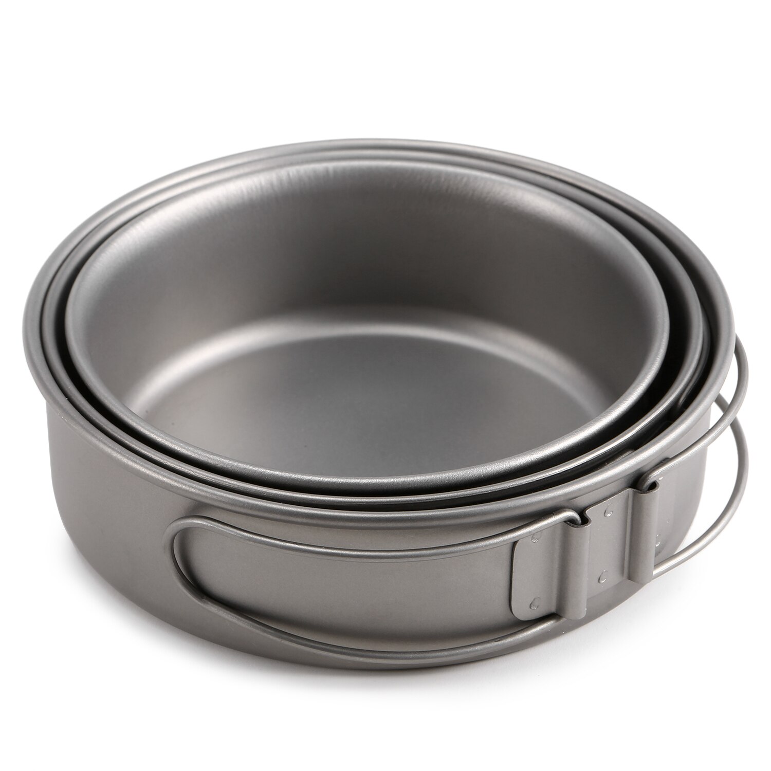 Lixada 3 st titan skålar set ultralätt titan middag skål pan vikbara handtag för utomhus camping vandring picknick servis