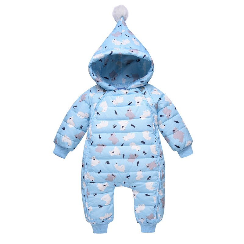 Baby Winter Kleding Meisje Jongens Romper Warm Sneeuw Dragen Baby Baby Overalls Lange Mouw Hooded Bovenkleding Witte Eendendons Snowsuit