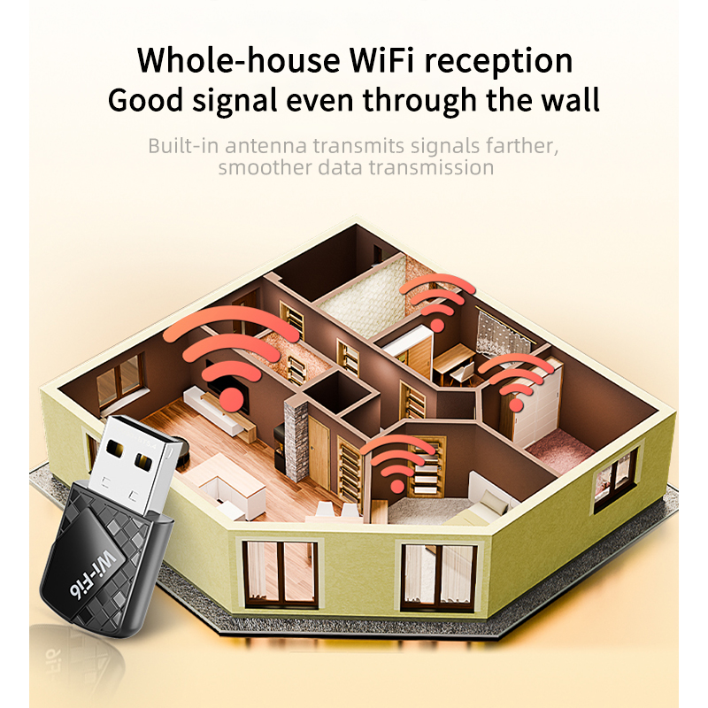 WIFI6 AX900 USB Bluetooth 5.4 Wireless Adapter Dual Band 2.4G&5GHz 900Mbps Network Card Receiver Dongle Driver-free For Win10/11