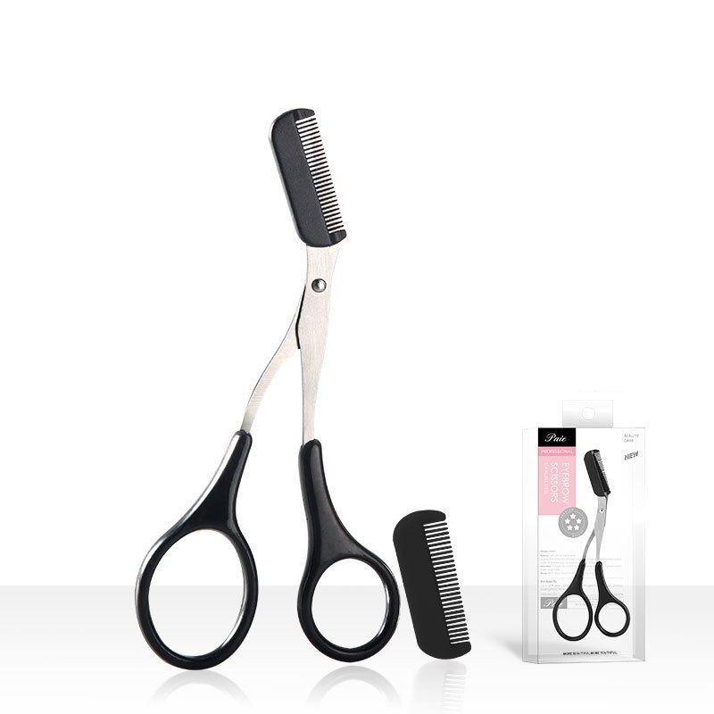 Wenkbrauw Make-Up Scheermes Wimper Haar Schaar Met Wenkbrauw Kam Clips Vormgeven Schoonheid Wenkbrauwen Professionele Wenkbrauw Trimmer: black box