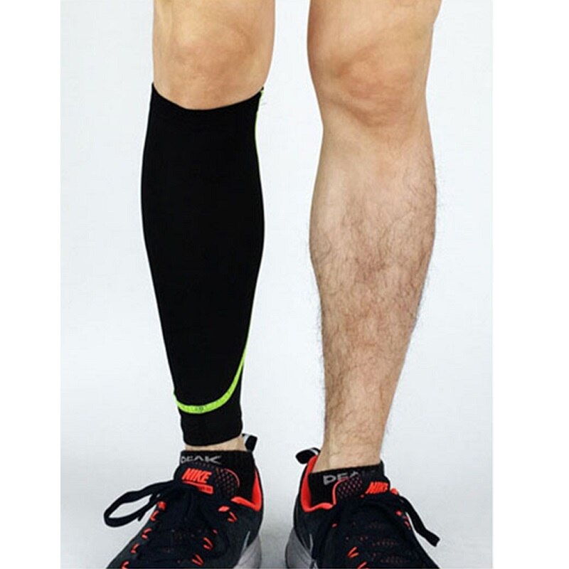 7 arten 1Stck Basketball FußBall Bein Ärmeln Kalb Kompression Läuft Radfahren Schienbein Wachen UV-Schutz FußBall Fitness M L XL: Schwarz mit Grün / L