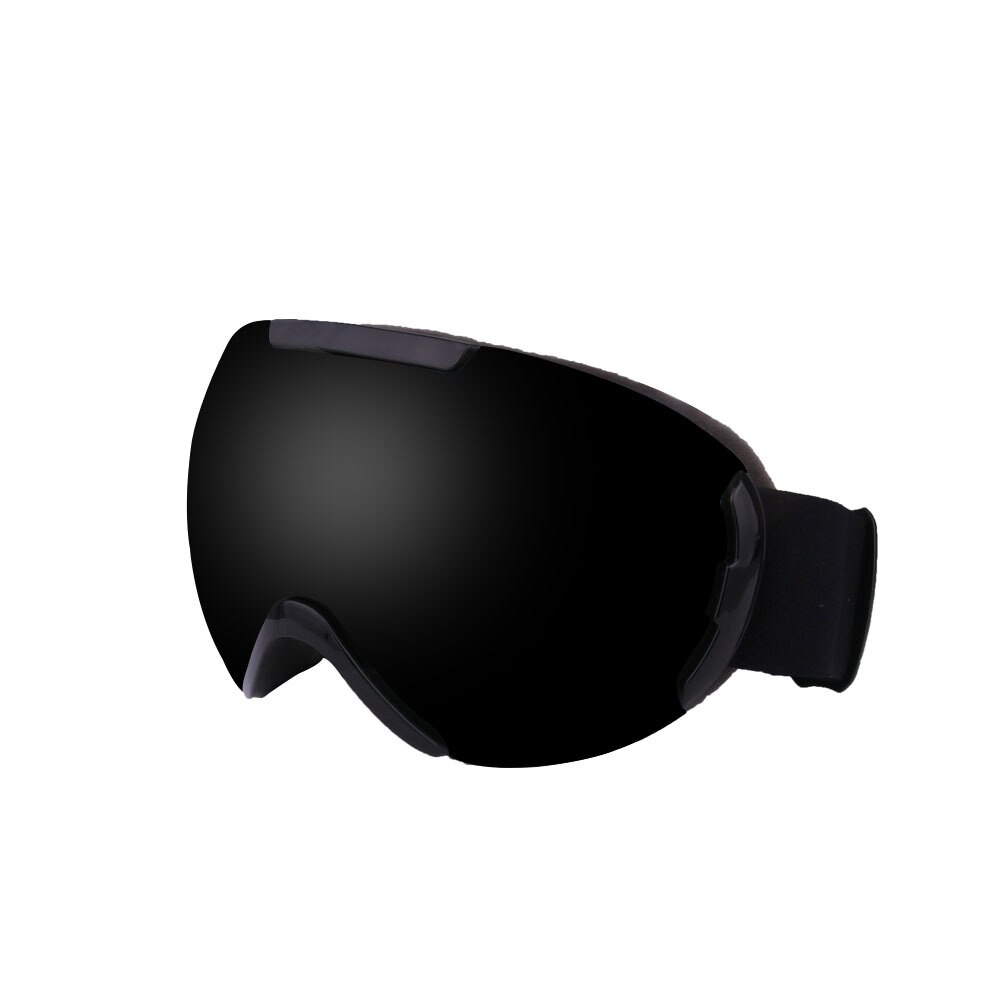 Style Ski Goggles Large Spherical Double Layer Anti-fog Ski Mountain Climbing Eye Protection Glasses Men and Women-Ski Equip: Black Frame Black Film