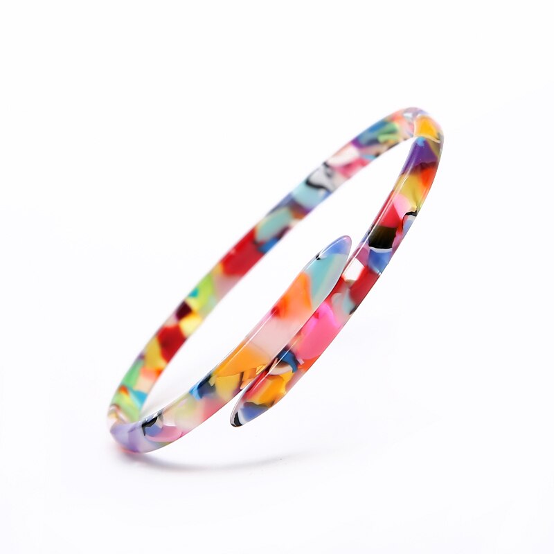 Acetate Tortoise Shell Vintage Acrylic Open Bangles Bracelets Leopard Print Women Cuff Charm Resin Jewelry Accessory: 016