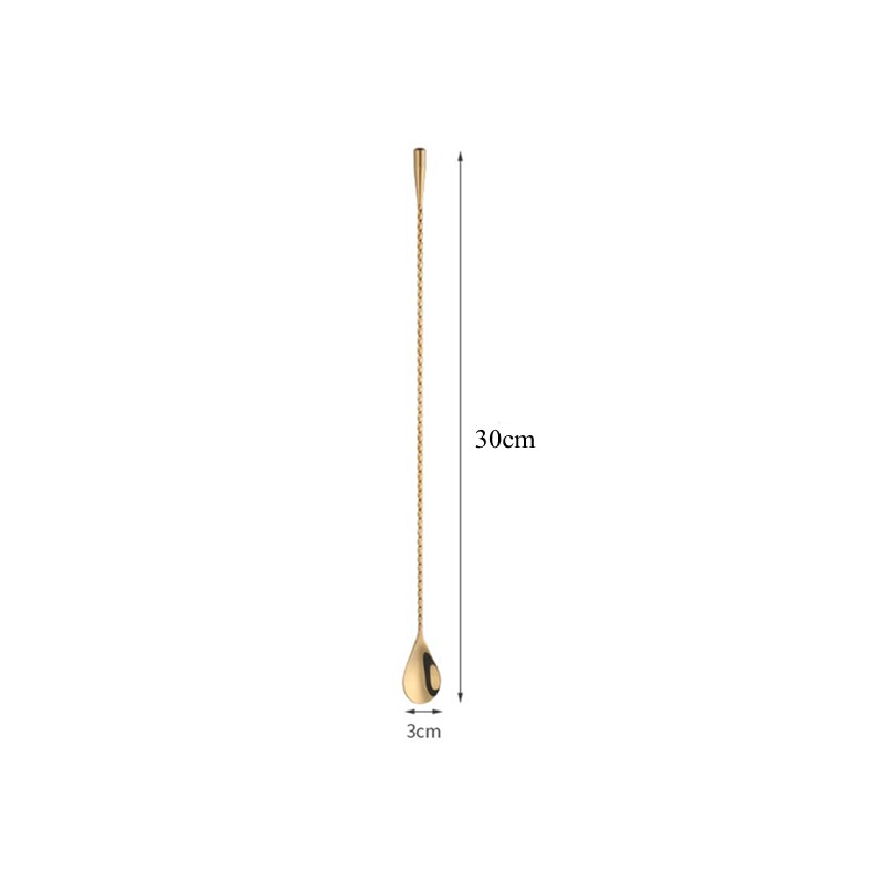 Cuillère à Cocktail à poignée en spirale de 30/40/50cm de Long, agitateur à boisson, tige de mélange de Whisky, outils de barman, ustensiles de Bar de cuisine: 30cm Golden