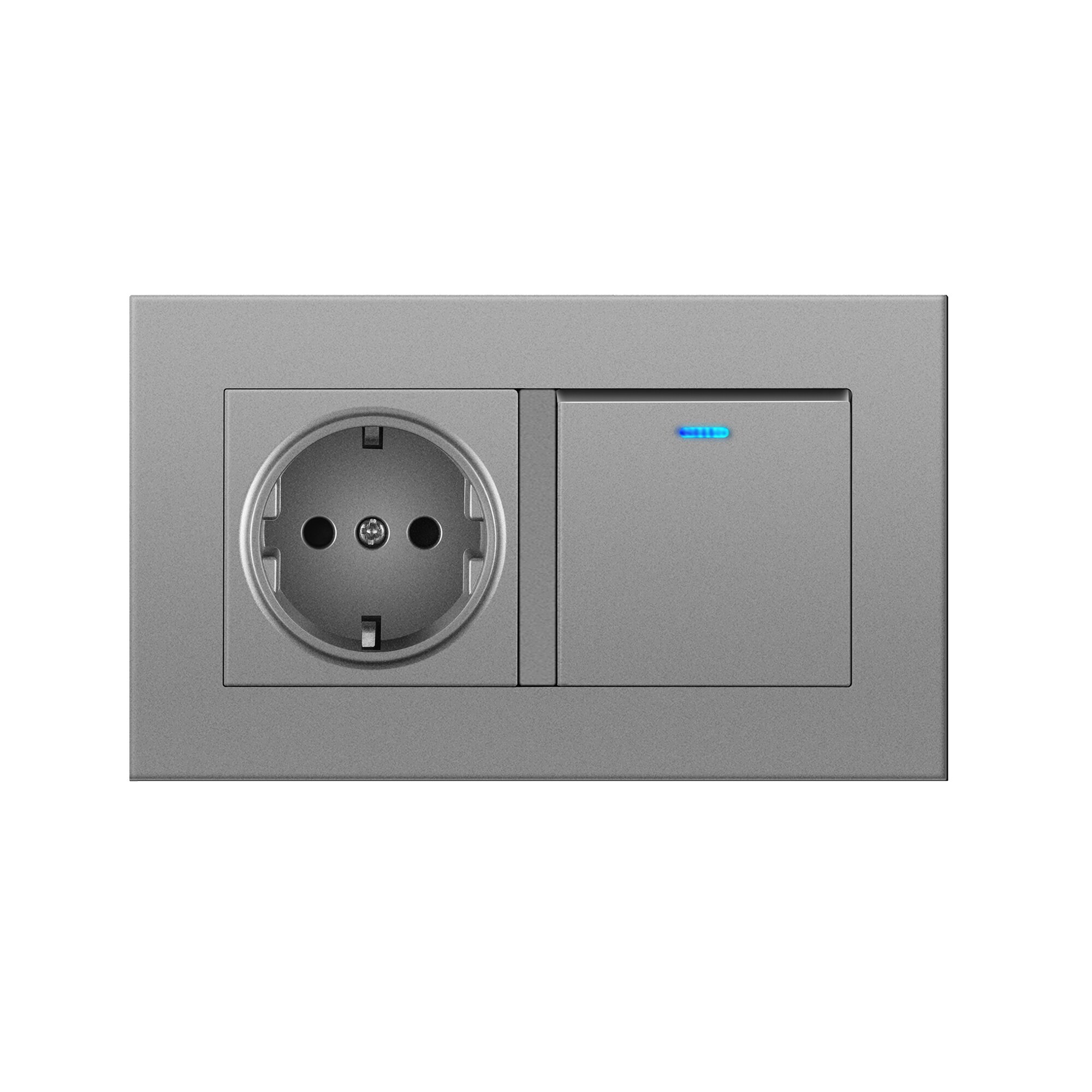 Germany home Wall Power Socket With DIY socket RJ45 switch TV computer Retardant PC panel 146*86mm Electricity outlet,Gray: Socketswitch