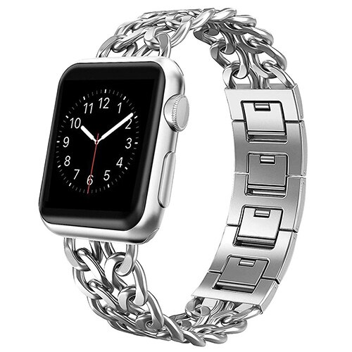 Rustfrit stål rem til apple watch 7 se 6 5 4 bånd 40mm 41 45 44mm bånd metal link armbånd rem til iwatch serie 3 38 42mm: Sølv / Til 38mm 40mm 41mm