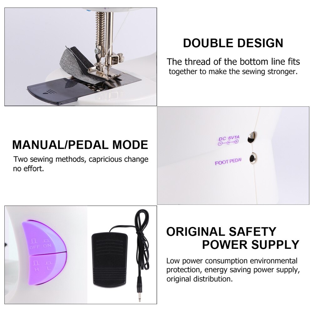 Mini Sewing Machine Electric Multifunctional Small Desktop Sewing Machine for Home (Pink, Original American Wire Gauge)