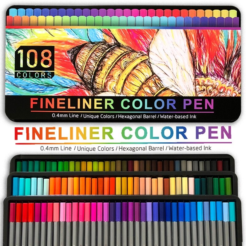 108 Fineliner Pennen Gekleurde Fijne Tip Markers 0.4 Mm Fijne Punt Pennen Viltstiften Voor Tekeningen Journaling Art Supplies