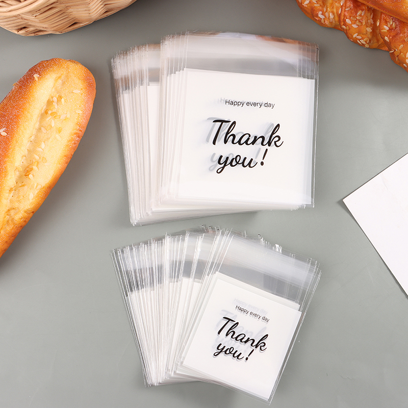 100 Stück Plastiktüzehn Dankeschön-Keksbeutel, selbstklebende Süßigkeitenbeutel für Hochzeit, Geburtstag, Party, Geschenktüte, Kekse, Backen, Verpackungsbeutel