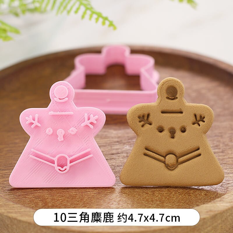 Cartoon Kerst Serie Biscuit Mold Driehoek Ronde 3D Drie-Dimensionale Drukken Keuken Handgemaakte Biscuit Cutter Bakken Tool