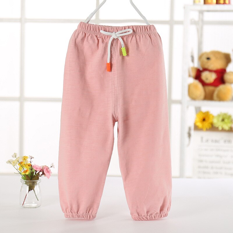 12M-5T Baby Summer Candy Color Anti-Mosquito Pants Boy Girl Soft Bamboo Cotton Tie Bloomers Loose Pants Kids Spring Harem Pants