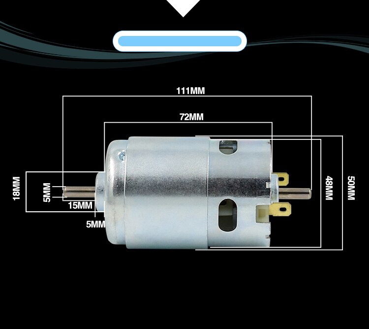 775 Upgrade 895 Double Shaft Motor High Power 12V24V DC High Torque Motor Double Ball Bearing High Speed