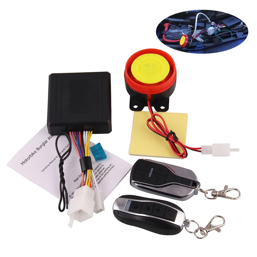 Motorcycle Motorbike Anti-Theft Security Alarm Warning System Remote Control Set device Parts