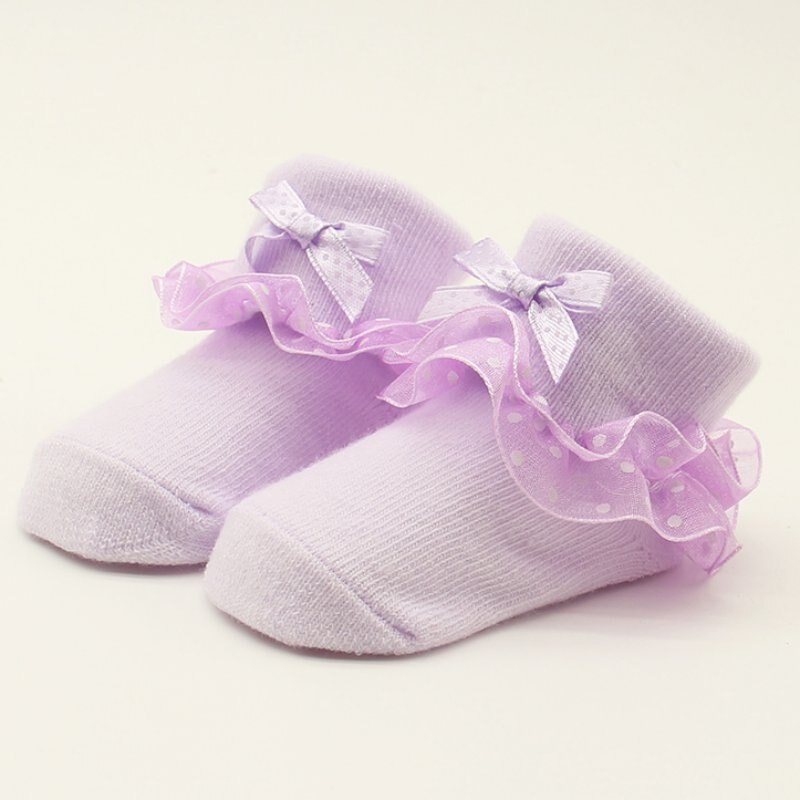 2019 Crianças Crianças Meias Meias Bebê Meias de Algodão Do Bebê Meninas Princesa Bowknots Vermelhas 0-6 Mês: Lavanda