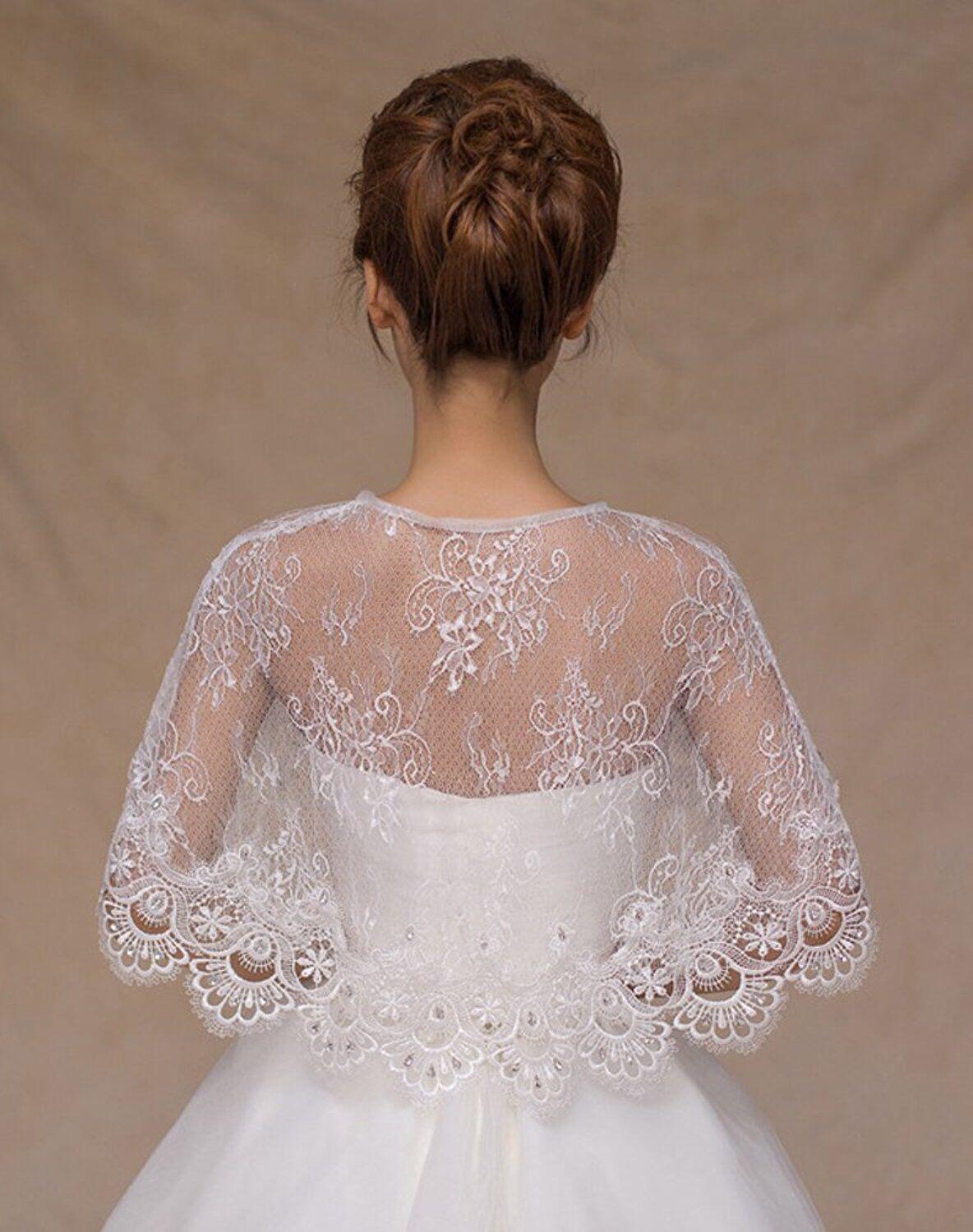 Veste boléro de mariage en dentelle pour femme, châle de mariée, enveloppes élégantes pour demoiselle d'honneur, de , , ,