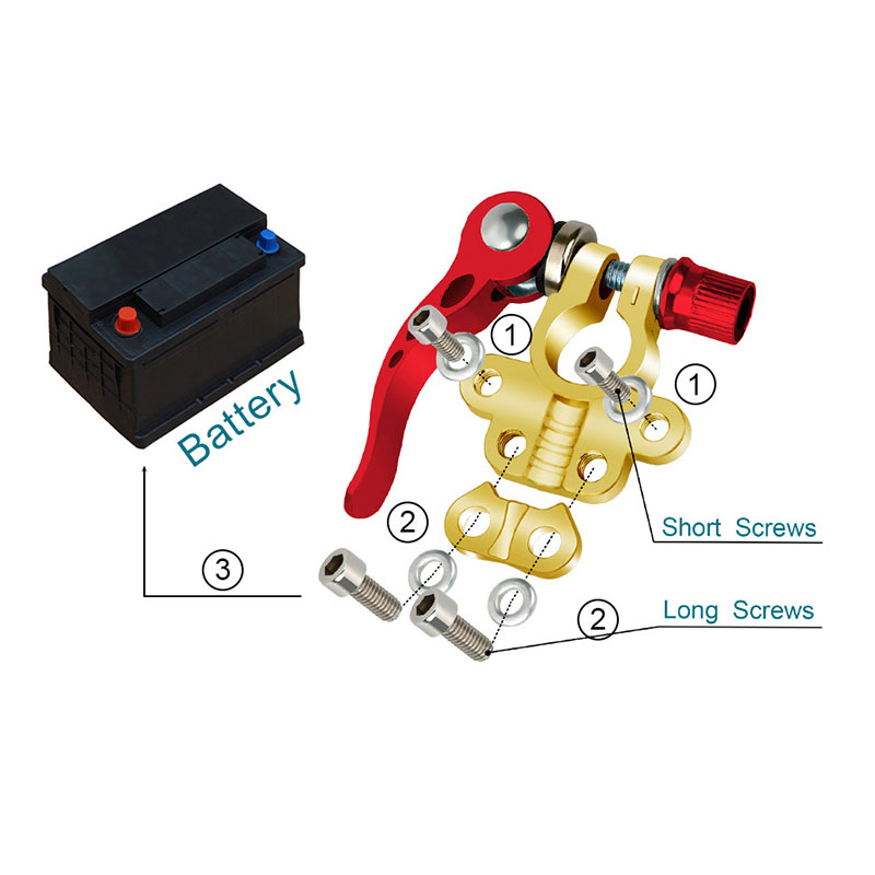 2PCS Battery Terminal Connector Kit for 12V 24V Positive Negative Car Boat Marine Battery Post Terminals Clamp Connectors Tools