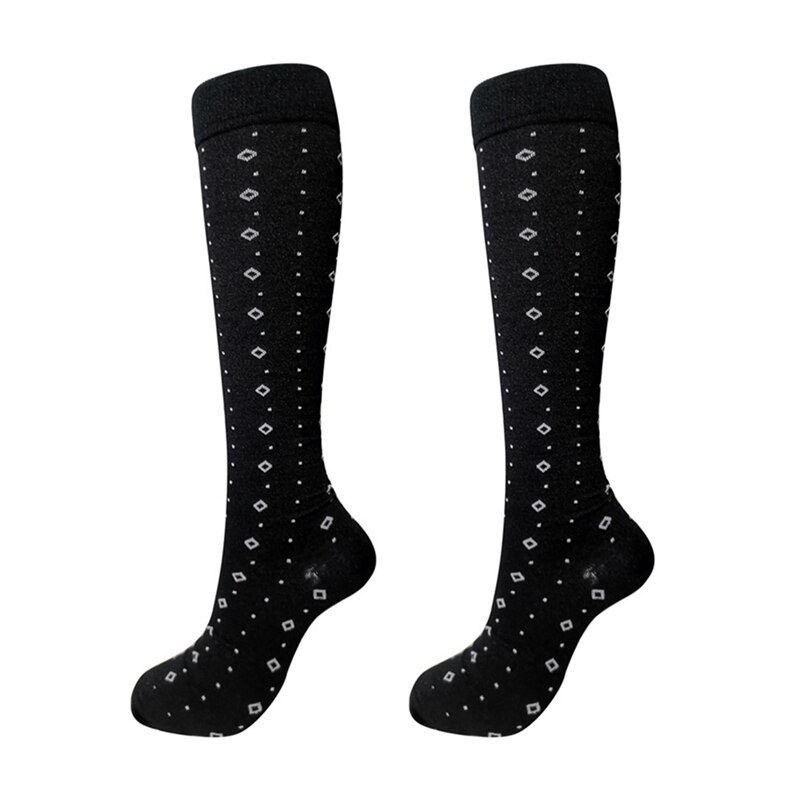 Compressie Sport Sokken Mannen Vrouwen Knie Hoge Gedrukt Nylon Kousen Schoeisel Accessoires.: H / S/m