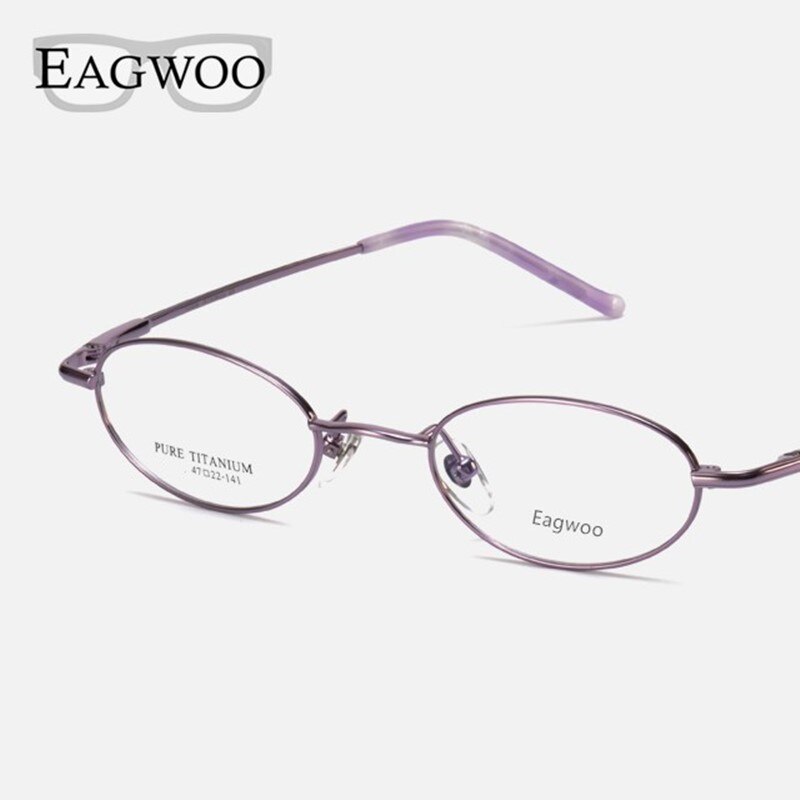 Pure Titanium Brillen Kleine Optische Frame Geschikt Voor Hoge Sterkte Power Vrouwen Prescription Bril Ovale Vorm Spektakel: Purple