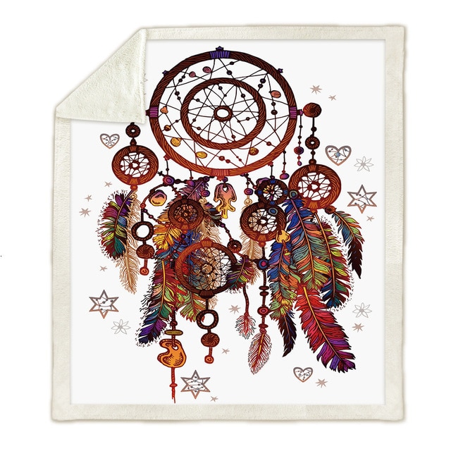 Throw Blanket 3D Printed Dream Catcher Velvet Plush Sofa Blanket Soft Sherpa Fleece Bedspread Microfiber Couch Cover Warm Manta: color6 / 130x150cm