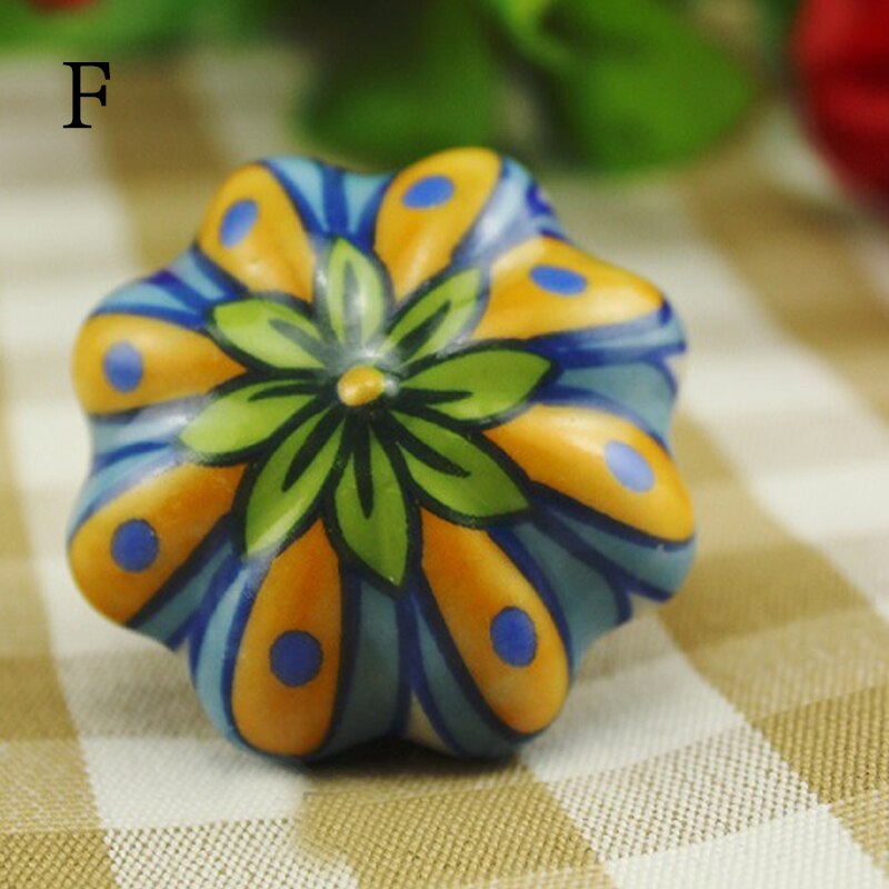 1Pc Keramische Gedrukt Deurknop Voor Kast Lade Kast Handvat Kast Kledingkast Meubels Deur Handgrepen Knoppen: F