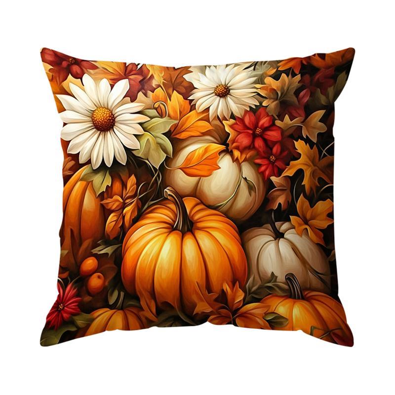 Herfst Pompoen Kussens Kussensloop Gedrukt Polyester 45x45cm Sierkussen Cover Decoratieve Sofa Kussen Kussensloop Home Decor: Black