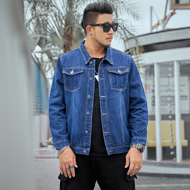 2022 Large Size M-5XL 6XL 7XL 8XL Denim Jacket Men's Blue Jean Jacket Oversize Coats Men Lapel Casual Jackets