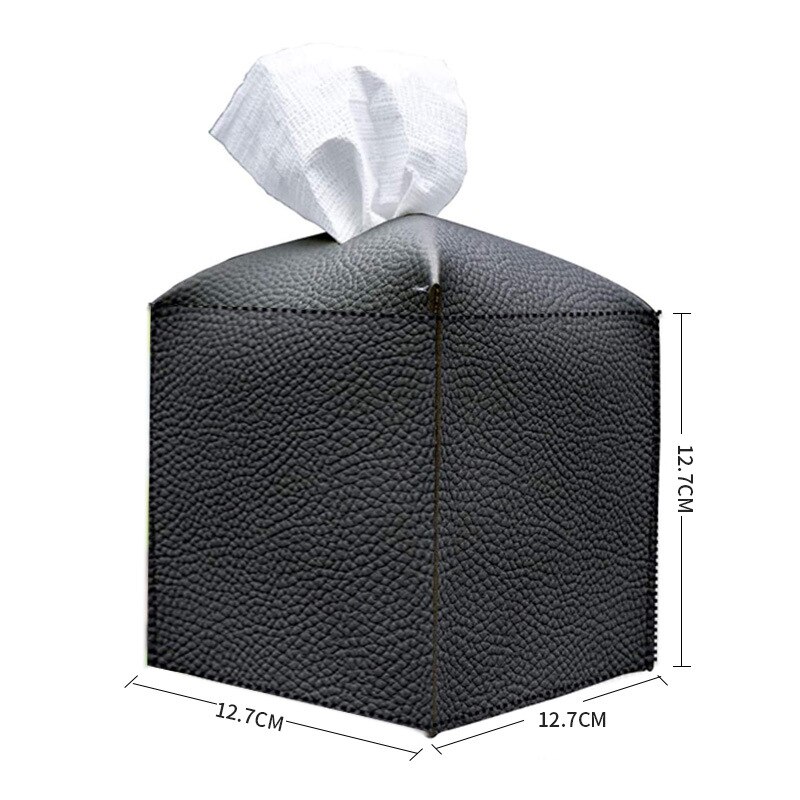 Caja de pañuelos cuadrada creativa para el hogar, Cube de cuero Pu de Color sólido, exquisito y moderno, almacenamiento para encimera de baño