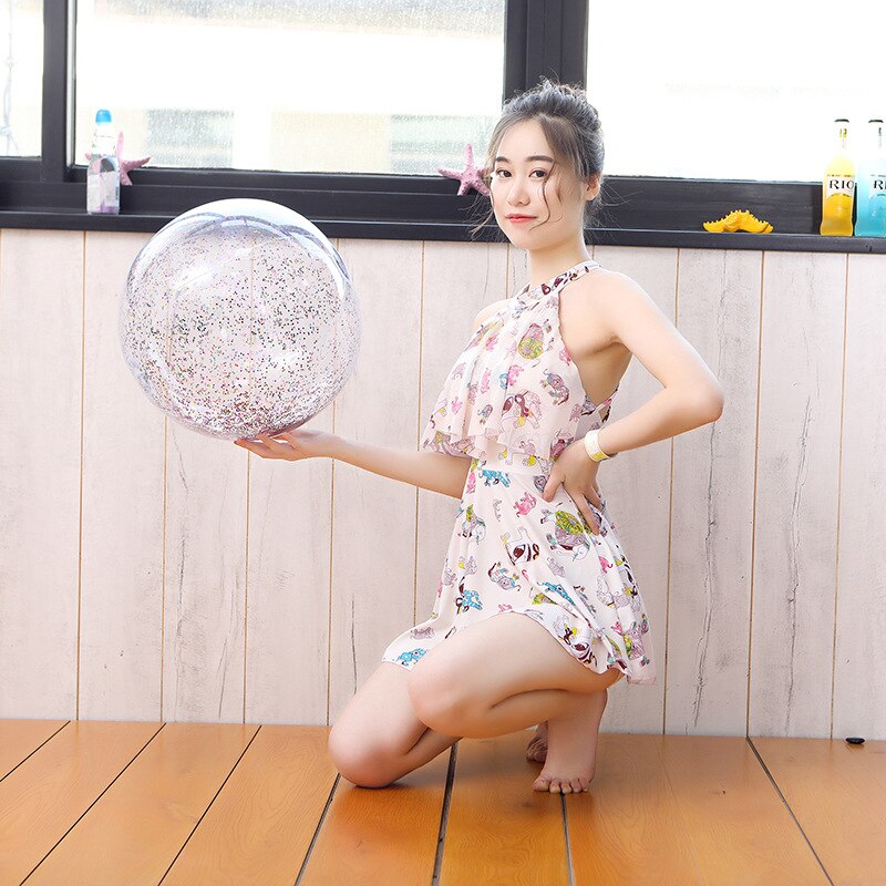 INS Online Celebrity Photographic Prop Inflatable Sequin Beach Ball Transparent PVC Ball Water Toys