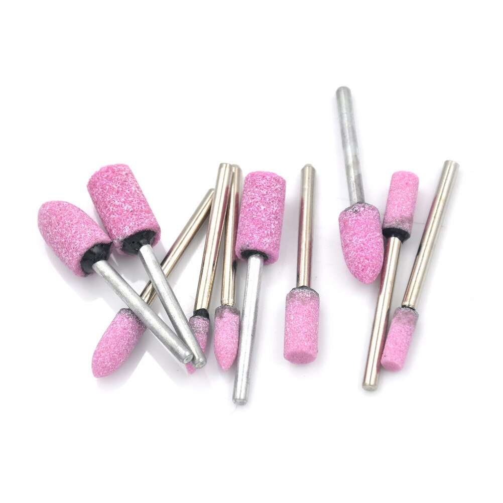 10pcs Grinding Wheel 1/8 Shank For Abrasive Pink Mounted Stone Rotary Tool