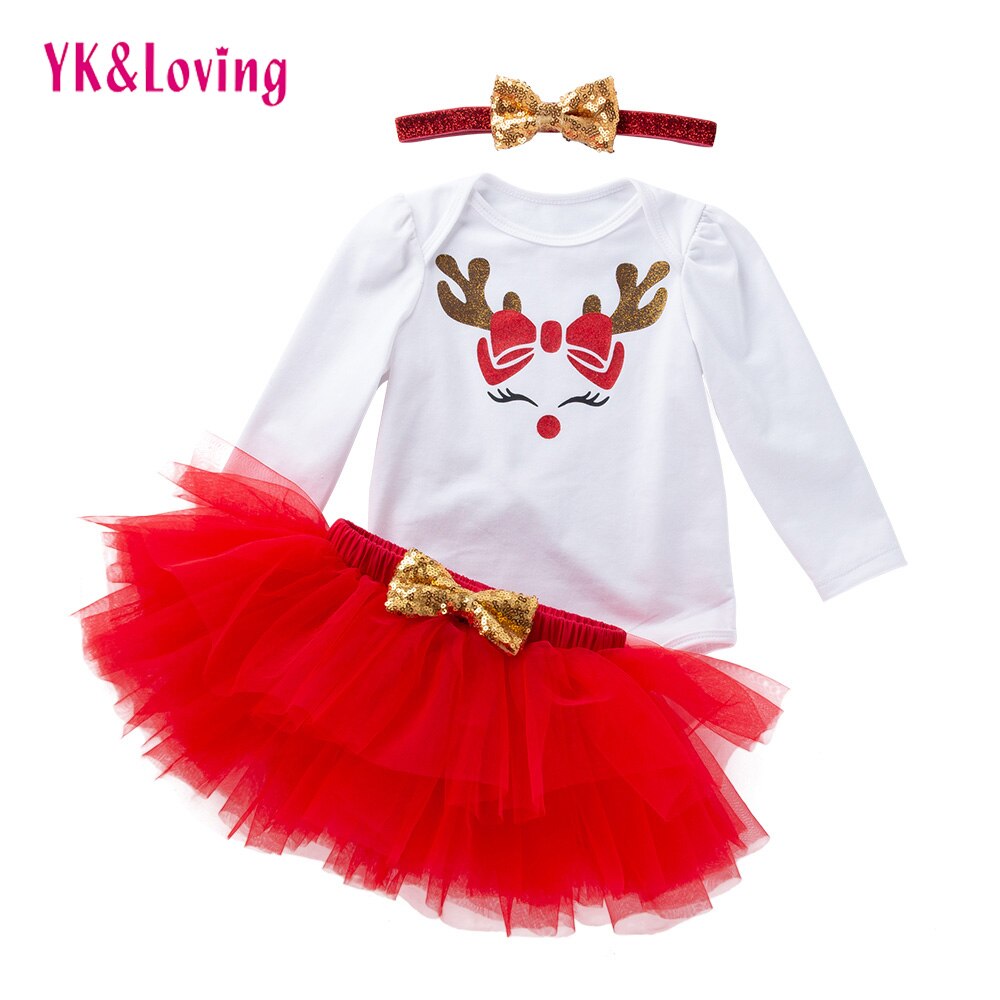 Meisje Kerst Rok Elanden Lange Mouw Meisje Rok Baby Meisje Kostuum Mooie Rode Princess Kleding Baby Tutu