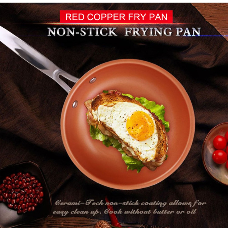 Induction cooktop round pan pressed aluminum alloy pan copper color nonstick aluminum pan