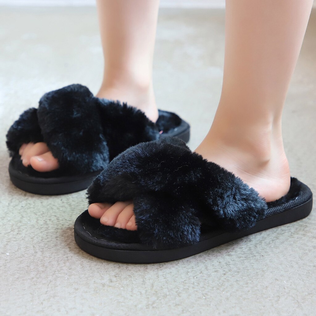 Jaycosin baby pige hjemmesko efterår vinter baby sød fluffy hjemmesko børn indendørs bløde plys soveværelse hjemmesko