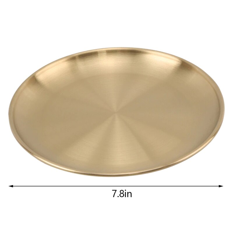 Stainless Steel Golden Plate Dessert Plate Western Food Plate Coffee Tray Jewelry Storage Cake Plate Disc Roast Barbecue Plate: Gold 20cm