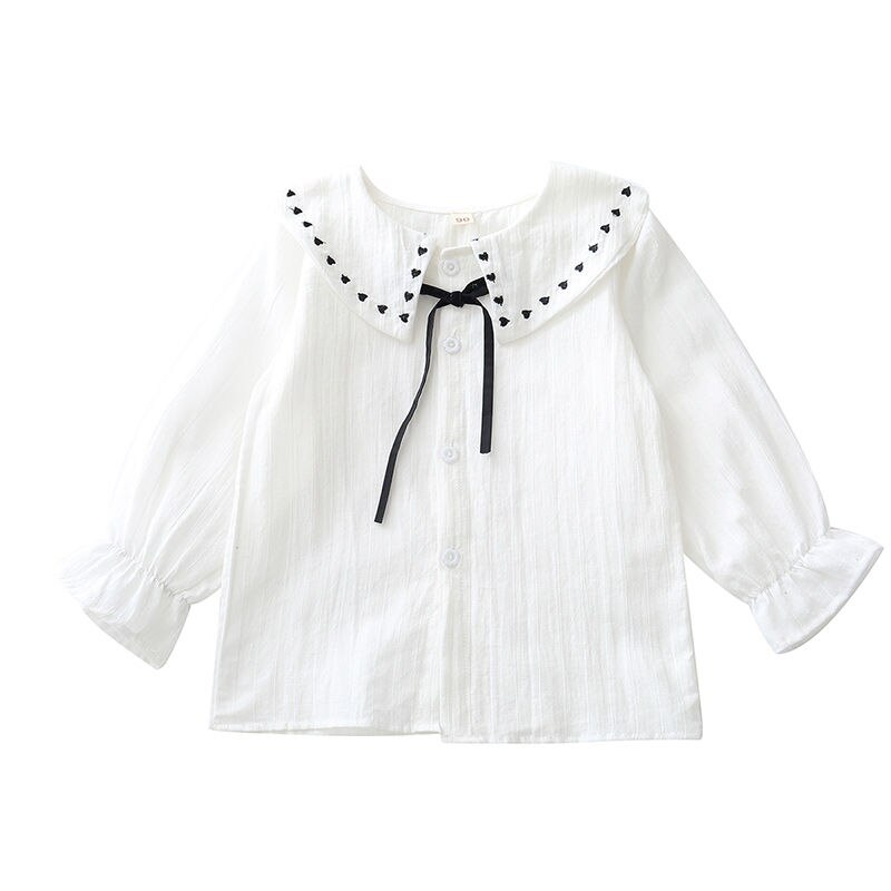 Printemps chemise bébé filles couleur bonbon coton Blouse infantile point motif nœud papillon à lacets revers doux mignon confortable pleine manches