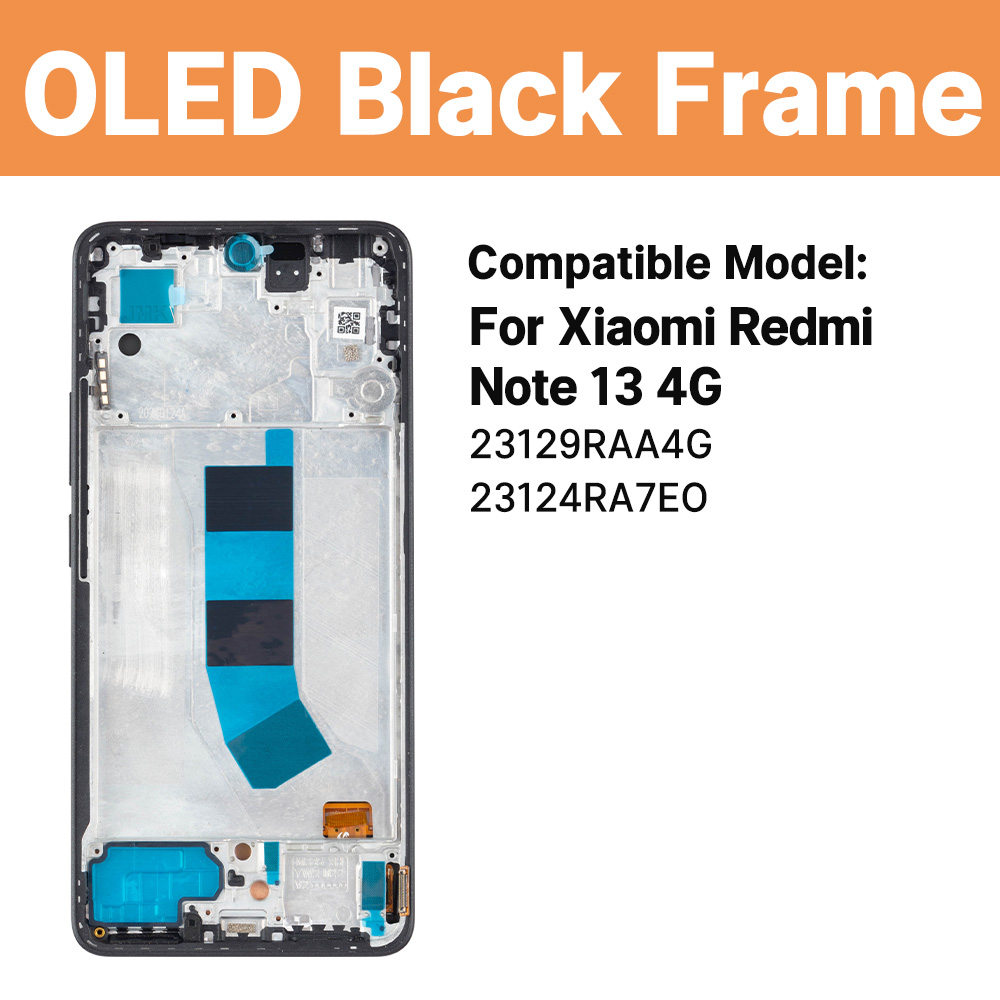 23124RA7EO 6,67 "LCD probado para Xiaomi Redmi Note 13 4G pantalla 3D MONTAJE DE digitalizador con pantalla táctil para Redmi Note 13 4G marco LCD: AQUA