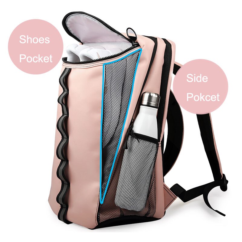Women Gym Bag Pink Sport Bag For Women Fitness Waterproof Reflective Backpack Tennis Badminton Bag Softback Travel Bag Sac Sport