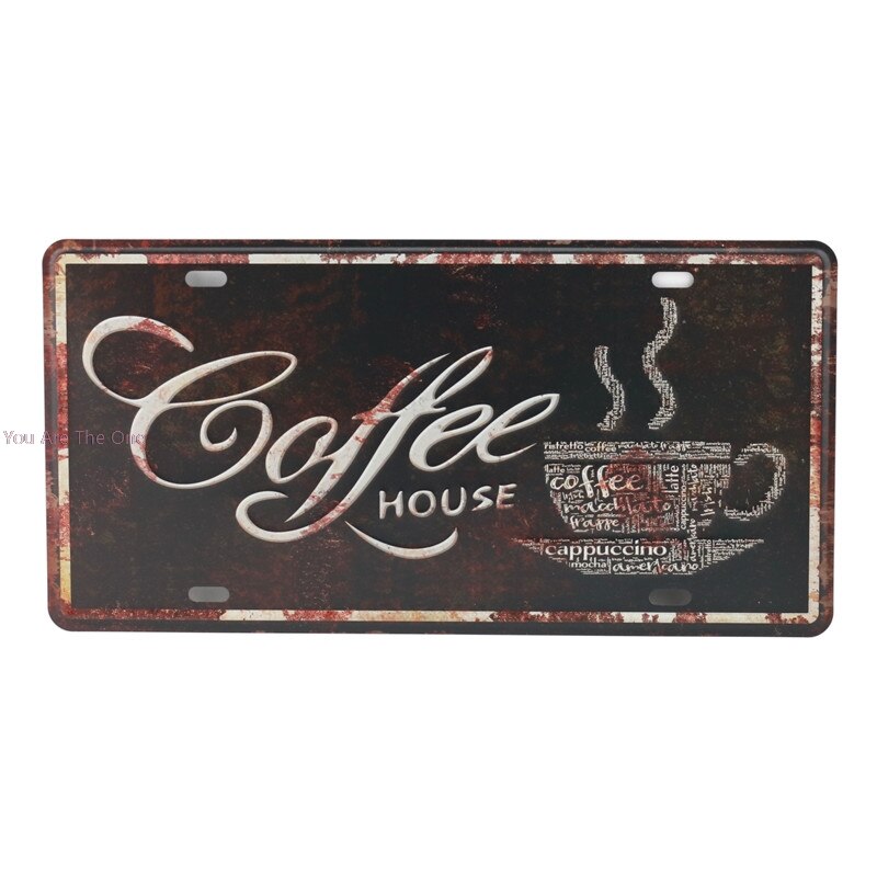 Fresh Brewed Coffee Menu Cafe Bar We are Open Closed Metal Tin Signs Iron Painting Home Plaque Wall Stickers Pub Cafe Shop: L