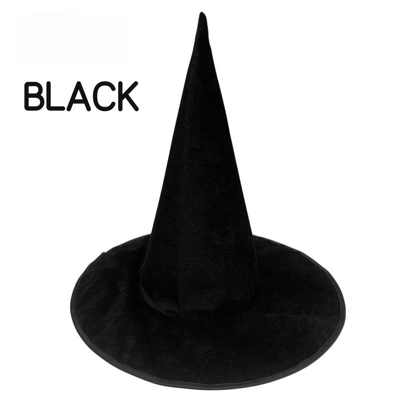 Sombrero de Halloween, sombrero de bruja verde, gorra mágica para Cosplay, bosque verde, cuento de hadas, dibujos animados, accesorios de ropa DIY: Negro