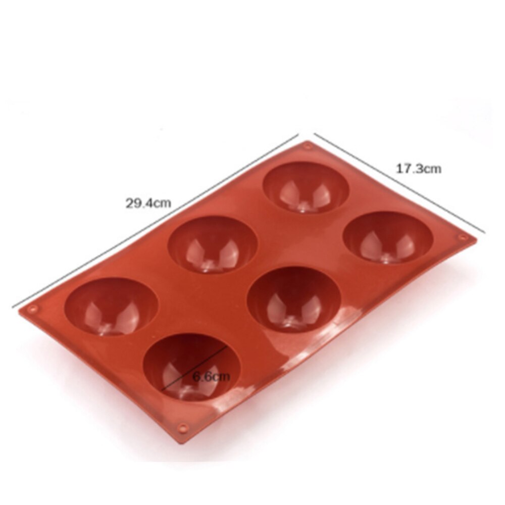 Mezza sfera sfera stampo in silicone torta rotonda cioccolato pasticceria Bakeware stampino budino gelatina sapone Pannello caramelle stampi da forno cucina: 6 hole