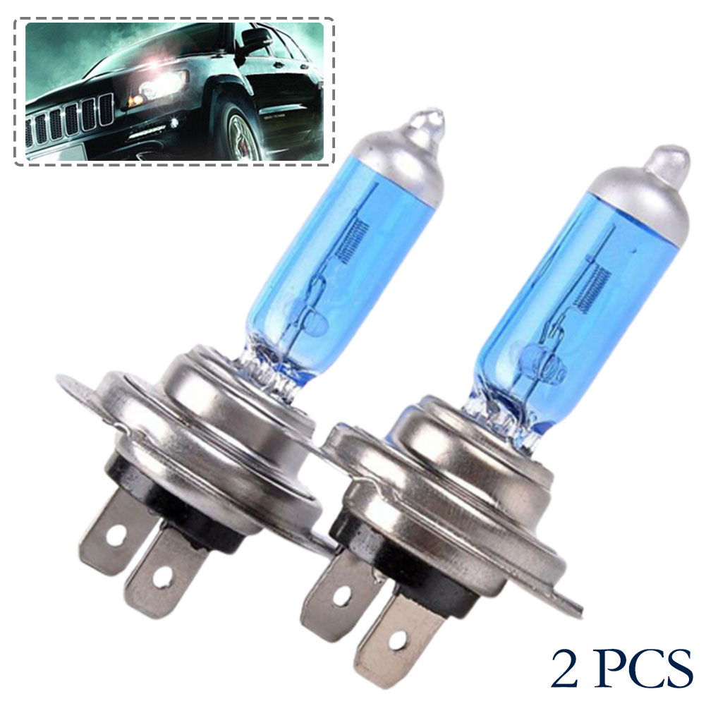 Bombilla halógena H7 para coche, faro de luz blanca de 55W, 12V, 6000K, tubo de cristal de cuarzo, superbrillante, 2 piezas