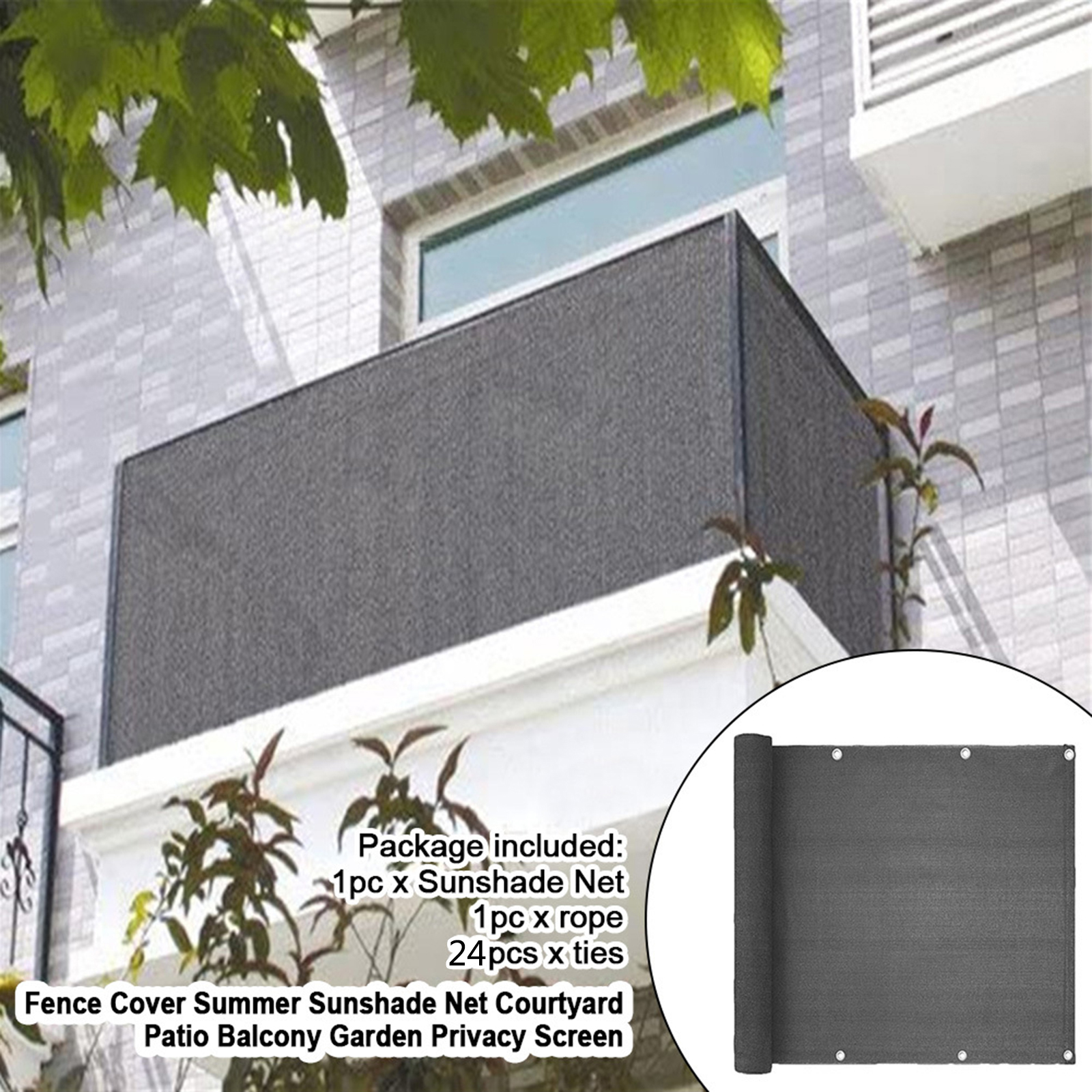 Fence Deck Privacy Screen Sunshade Net Sunshading Patio Backyard Porch: gray